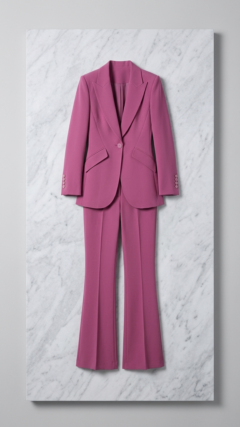 Odette Sculpted Tailored Pantsuit – Luxury Berry Wine Blazer & Trouser Set