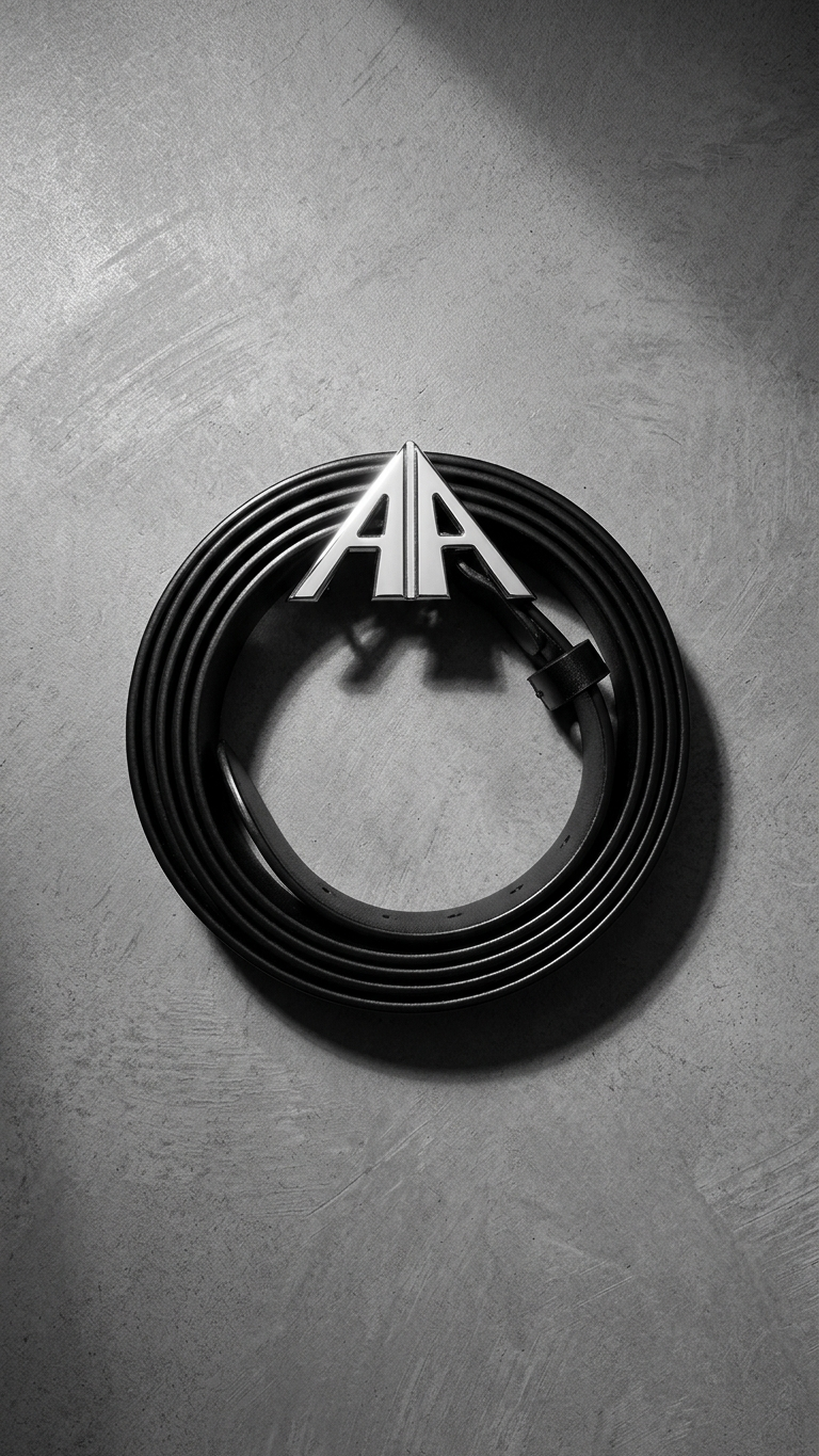 Architectural Interlock-Buckle Belt — Titanium Hardware, Matte Black