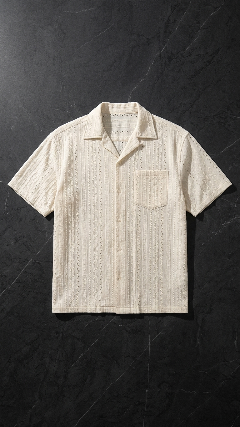 Men's Textured Jacquard Short-Sleeve Resort Shirt