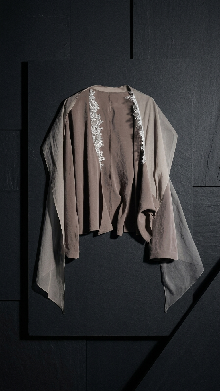 Long Ribbon Tie-Neck Draped Wide Sleeve Blouse Shirt
