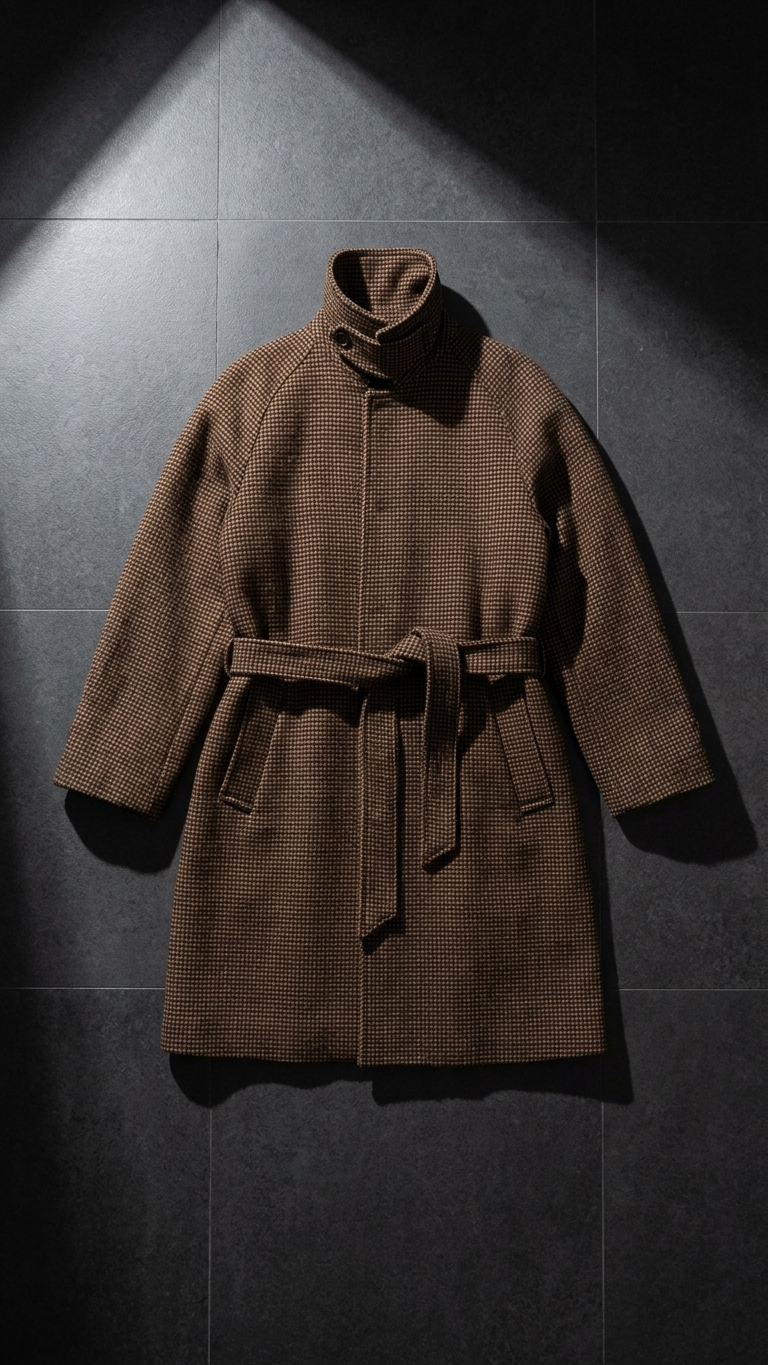 Vintage Gentleman Houndstooth Men's Clothing Woolen Coat