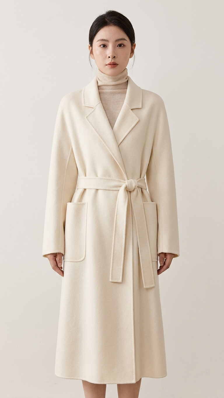 Sienna Wool-Blend Wrap Coat – Luxury Longline Belted Overcoat