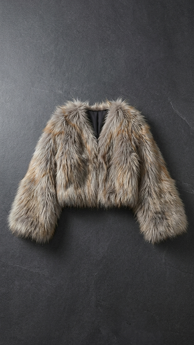 Sasha Shaggy Faux Fur Jacket – Luxury Cropped Statement Coat