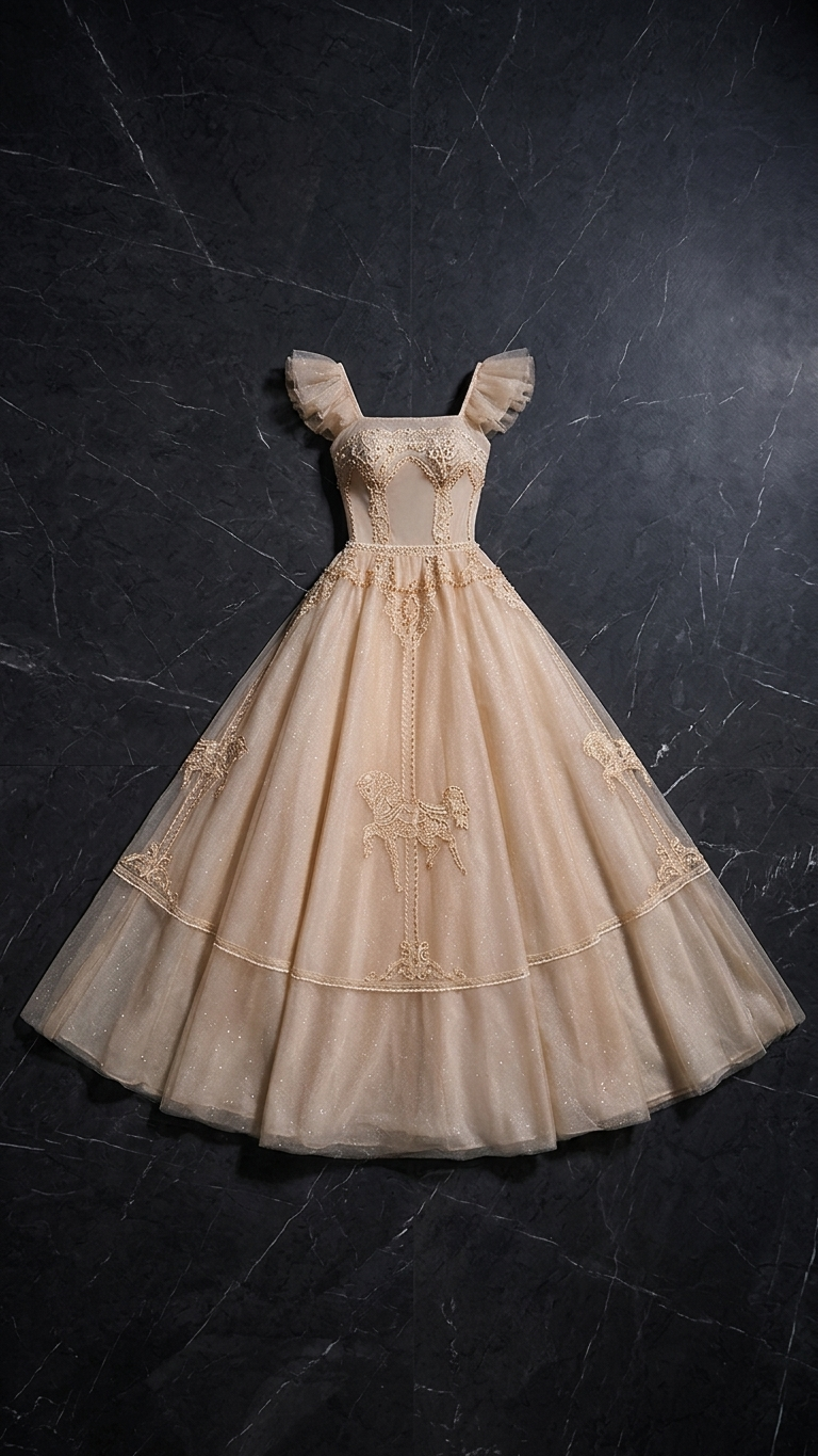 Aurelia Champagne Gold Tulle Evening Gown – High-End Banquet & Gala Dress
