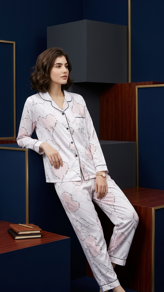 Evelyn Cotton-Silk Pajama Set – Luxury Botanical Print Loungewear