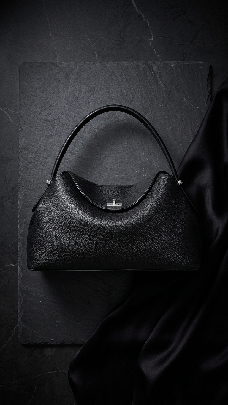 Full-Grain Leather Slouch Shoulder Bag — Minimalist Office Tote, 4 Neutral Tones