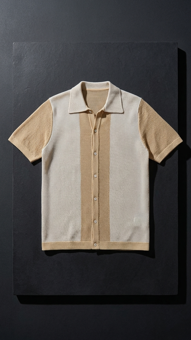 Open-Stitch Linen Cotton Lapel Cardigan — Short Sleeve Knit T-Shirts