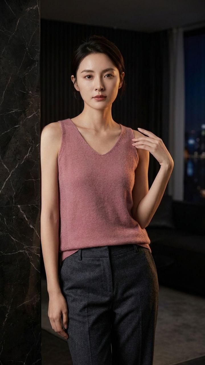 V-Neck Knit Cami — Women's Slim Fit Pullover Slip