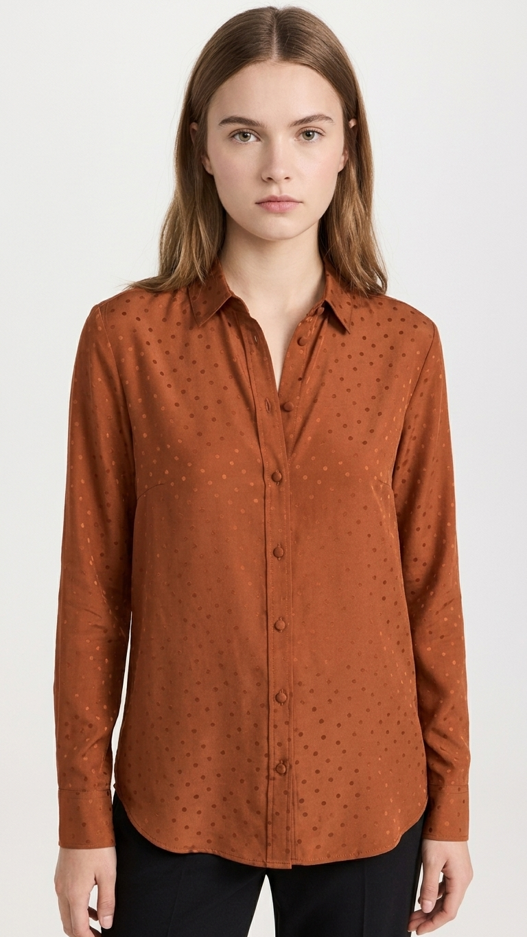 French Minority Loose And Idle Silky Crepe Satin Glossy Reverse Long Sleeve Shirt