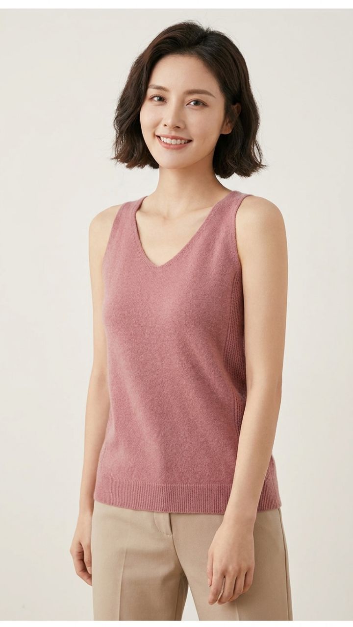 V-Neck Knit Cami — Women's Slim Fit Pullover Slip
