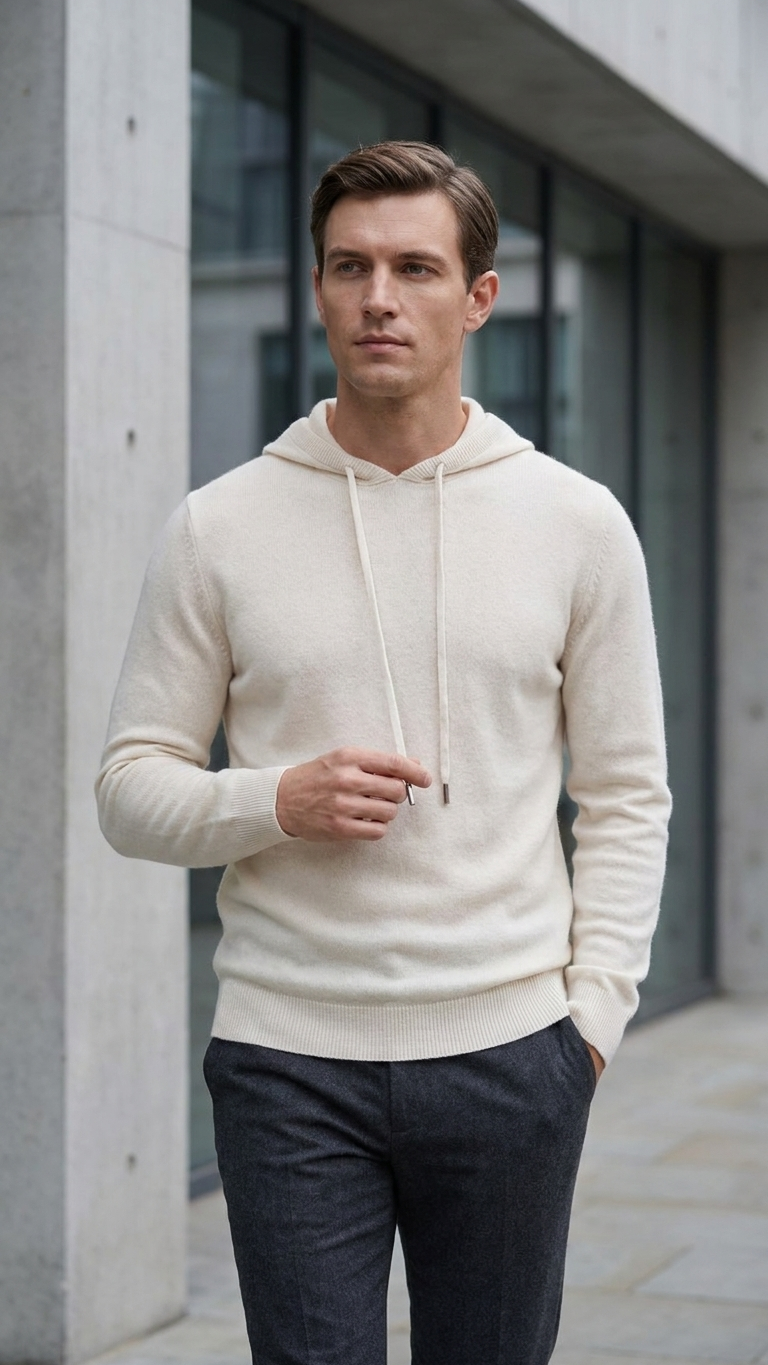 Men's Hooded Cable-Knit Sweater – Relaxed Fit Quiet-Luxury Knitwear
