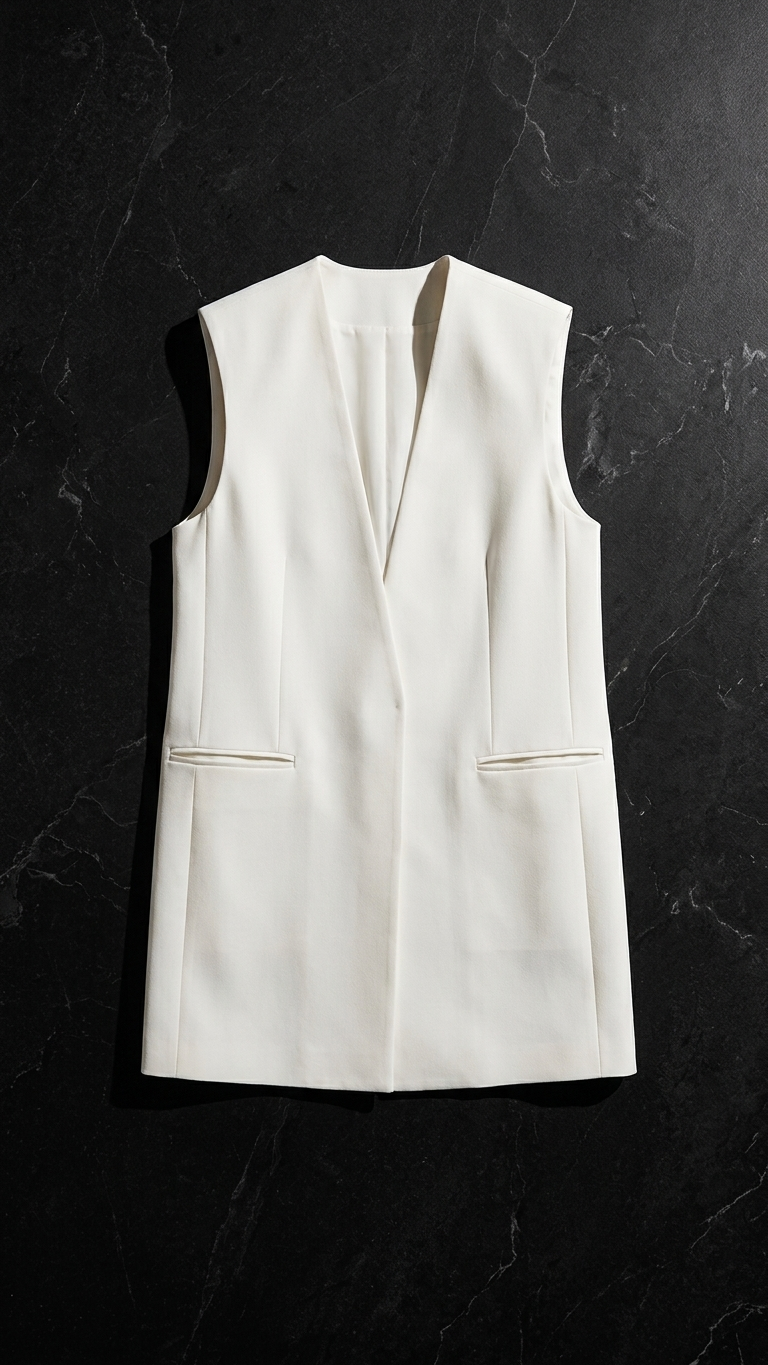Structured Shoulder-Padded Waistcoat Tops