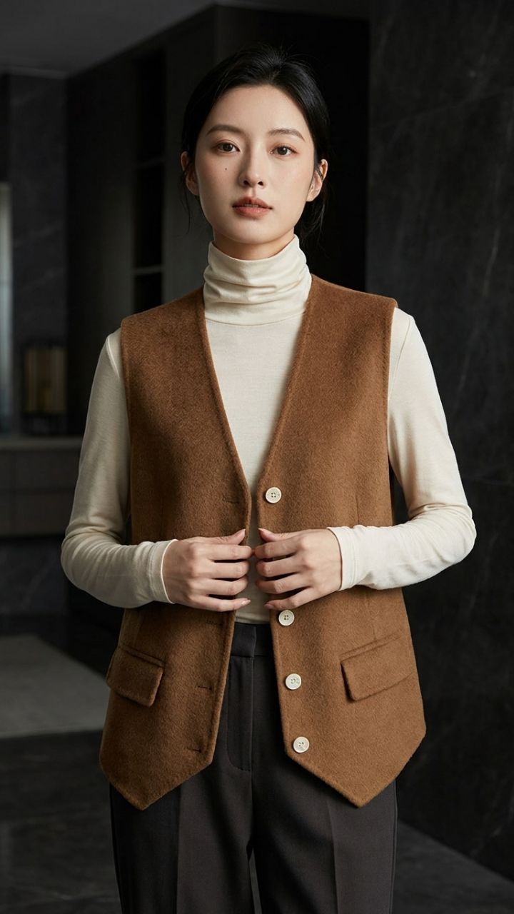 Alpaca Fleece Longline Button-Front Gilet
