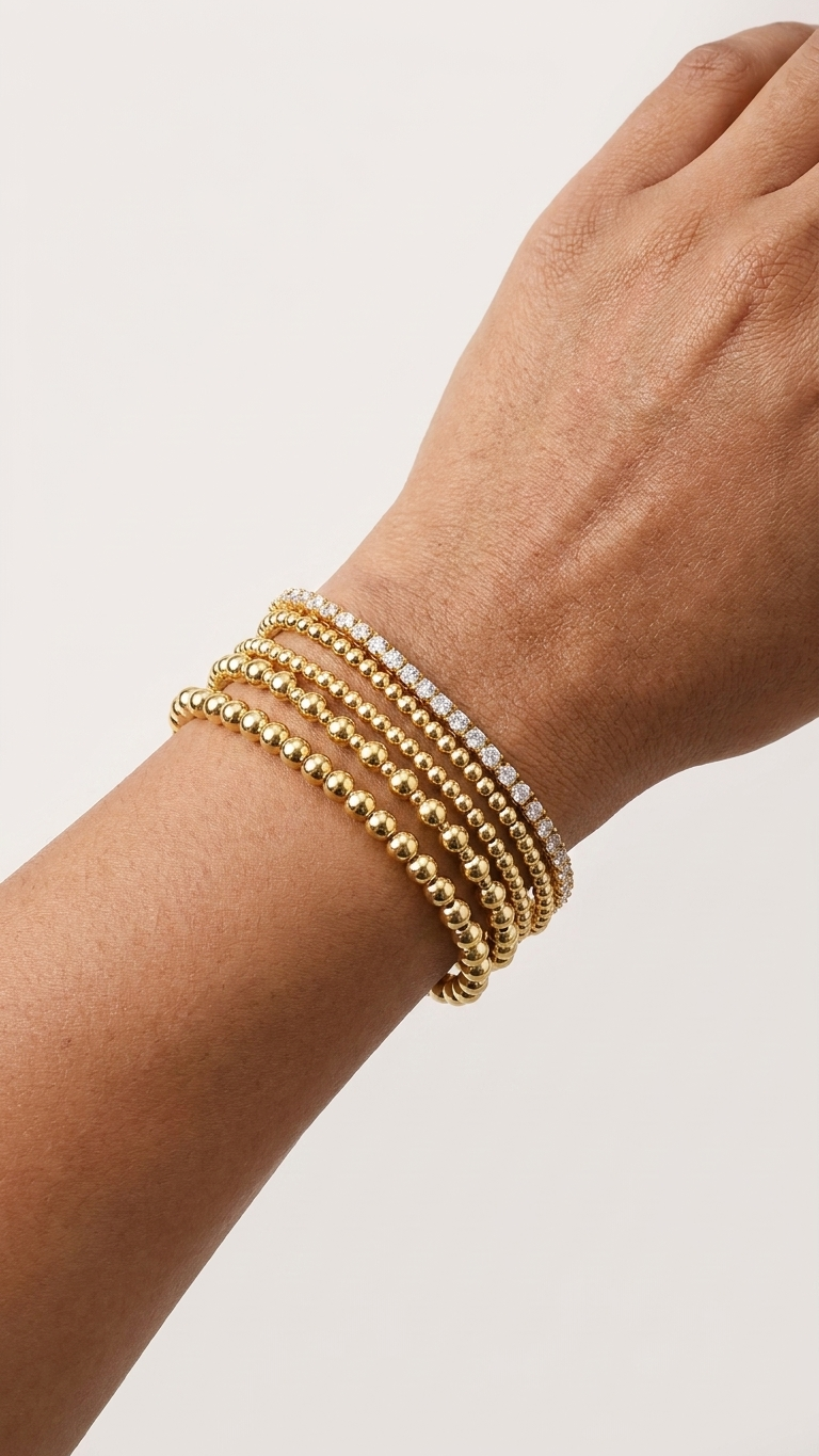 Moissanite Tennis Bracelet Stacking Set — 18K Gold Vermeil, 5-Piece