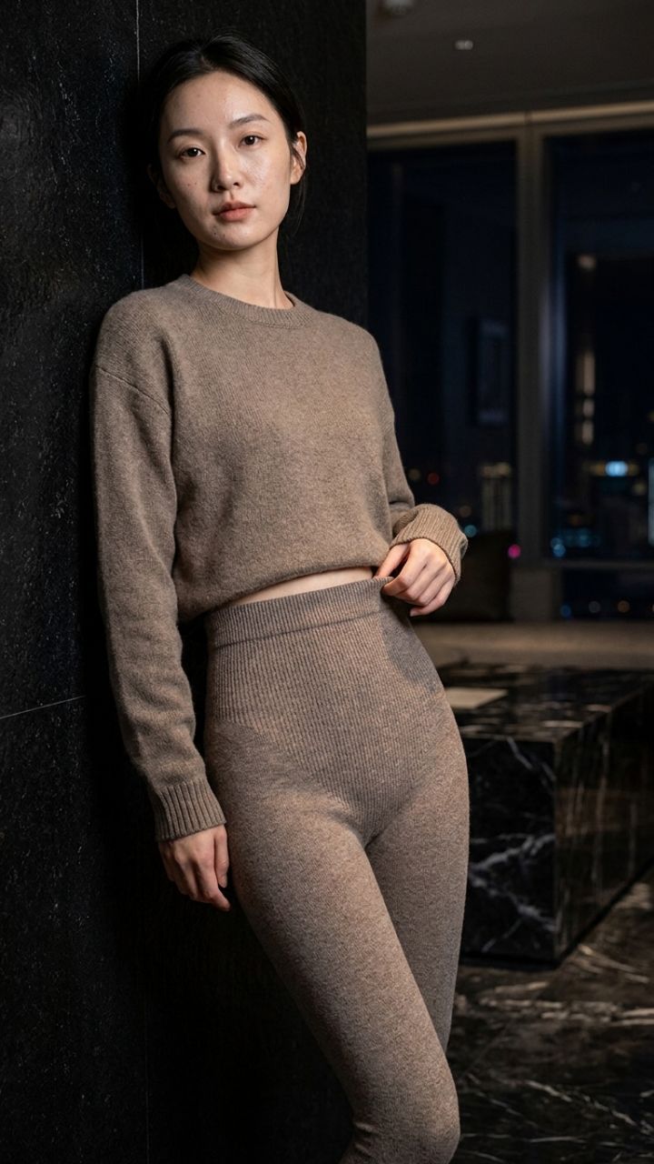 Wool Knit High-Waist Leggings — Women's Seamless Warm-Keeping Pants