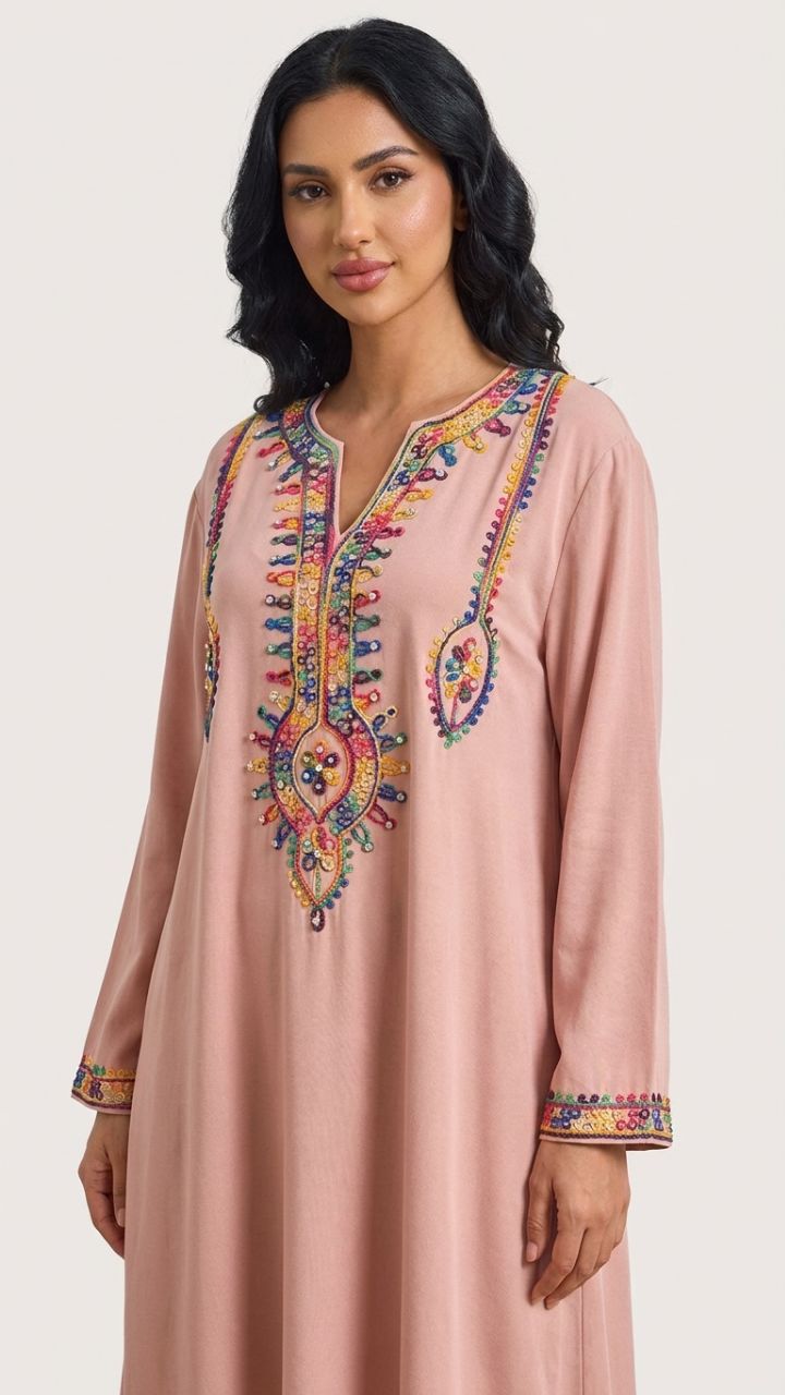 Floral Embroidered Long Sleeve Maxi Gown