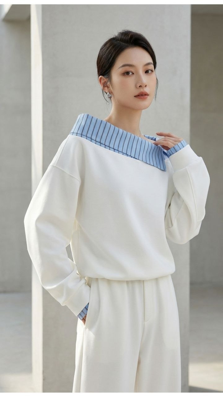 The Sloane Asymmetric Knit Set — Draped Shoulder Top & Wide-Leg Trousers