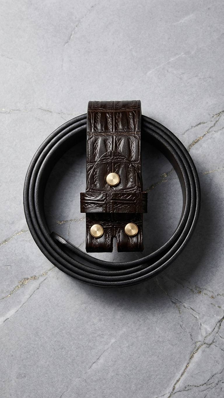 Embossed Cowhide Belt — Hidden Pin Closure, Quiet Luxury