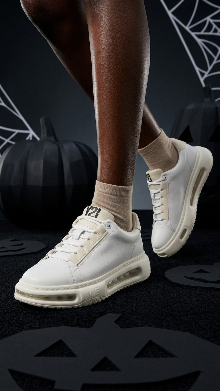 Elevated Leather Trainer — Sculpted Air-Sole White Sneaker