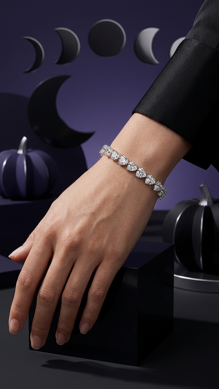 Sterling Silver Full Pavé Heart- Luxury Statement Bracelet