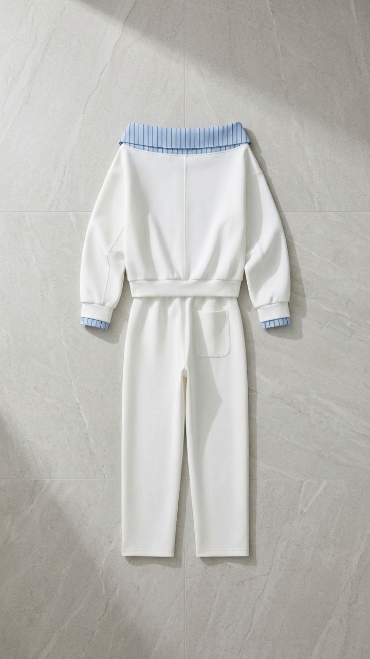 The Sloane Asymmetric Knit Set — Draped Shoulder Top & Wide-Leg Trousers