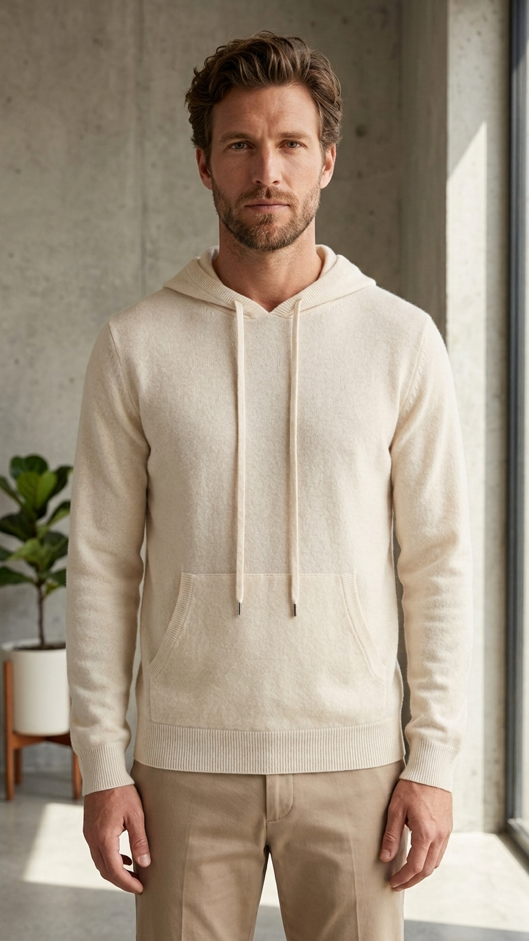 Men's Hooded Cable-Knit Sweater – Relaxed Fit Quiet-Luxury Knitwear