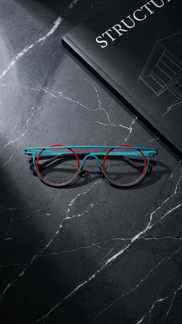 Contrast Titanium Round Sunglasses — Retro Color-Block Statement Eyewear