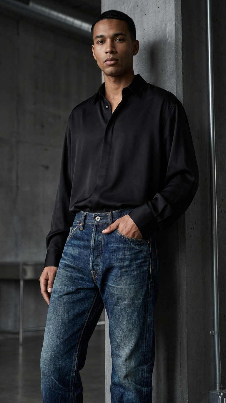 Raw Selvedge Straight-Leg Denim — Mid-High Waist Retro Cut
