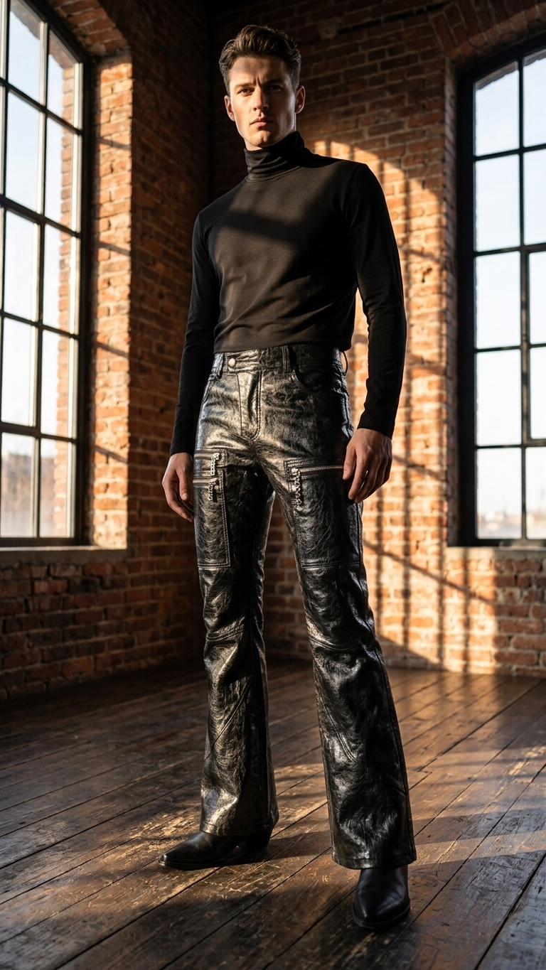 Distressed Wide-Leg Denim with Zip Hardware Detail – Structured Black Jeans