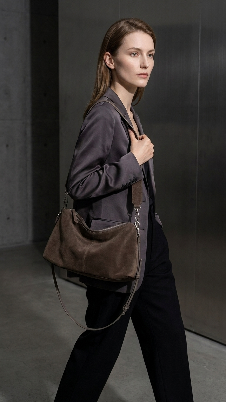 Slouchy Matte Leather Crossbody Bag — Large Capacity, 5 Neutral Tones