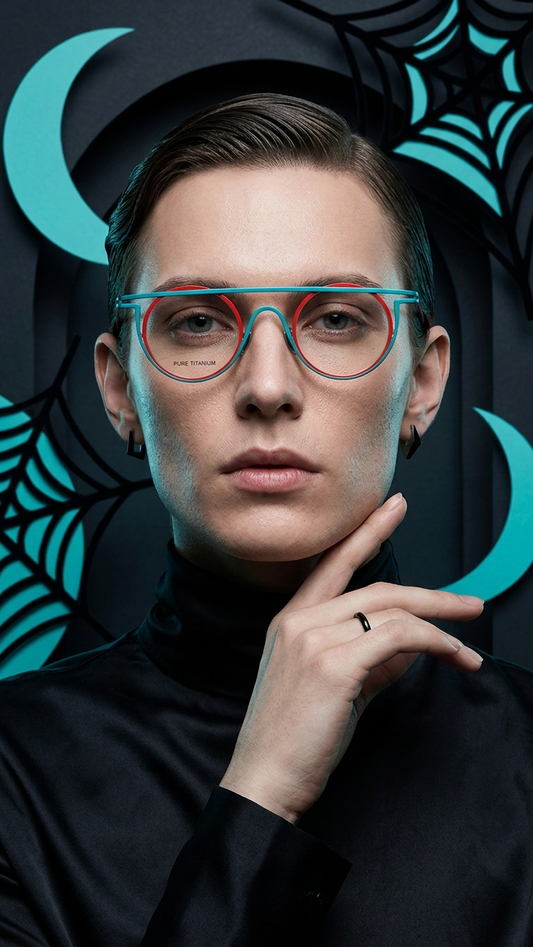 Contrast Titanium Round Sunglasses — Retro Color-Block Statement Eyewear