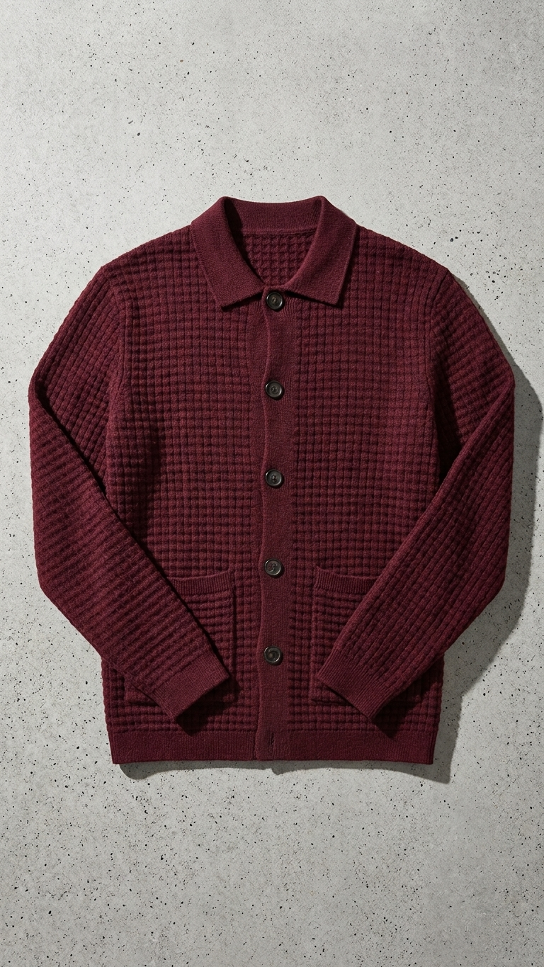 Collared Button-Front Wool Cardigan — Earl Red