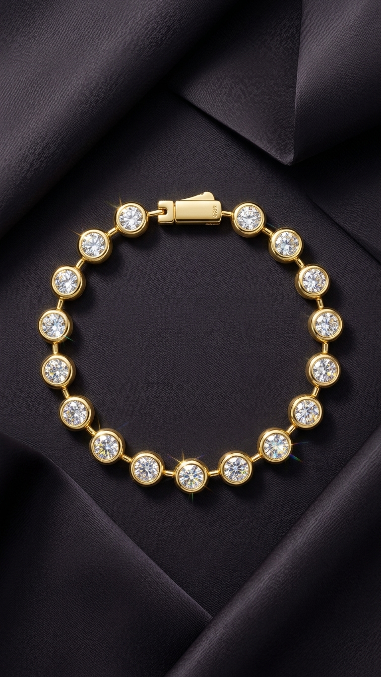 Moissanite Tennis Bracelet — 18K Gold Vermeil, 9.5CT Round Brilliant