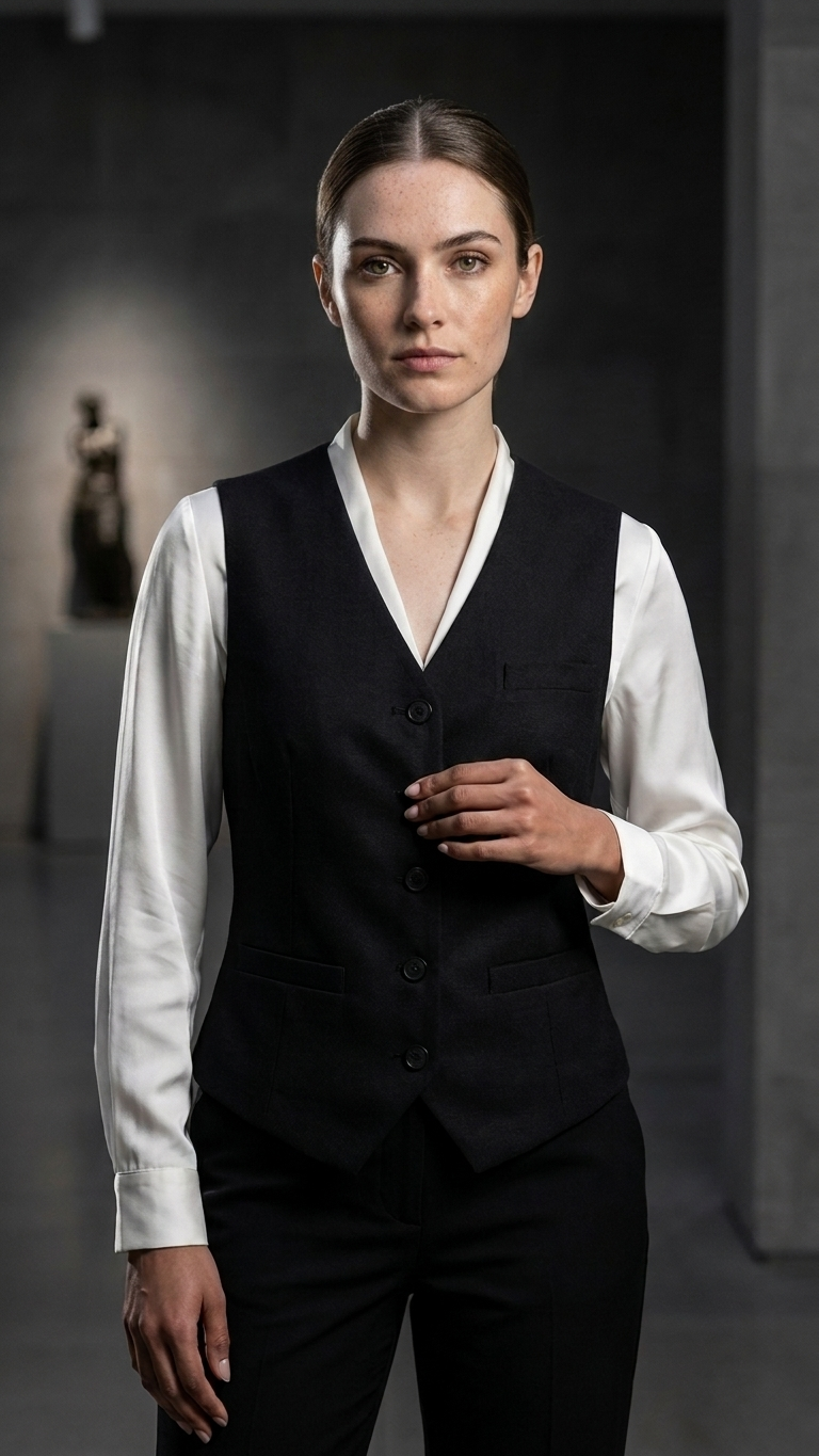 Tailored Linen Vest — Sleeveless Button-Front Waistcoat
