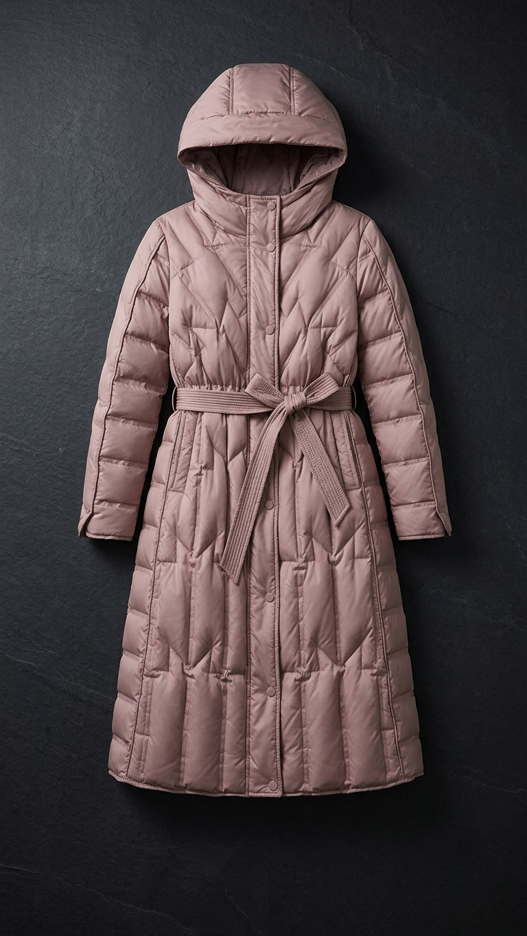 Structured Belted Longline Puffer Coat