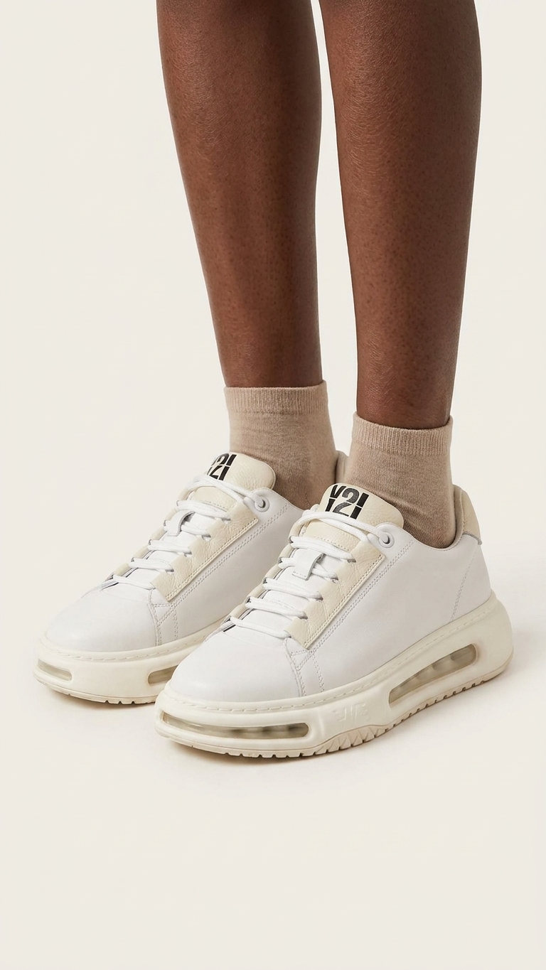 Elevated Leather Trainer — Sculpted Air-Sole White Sneaker