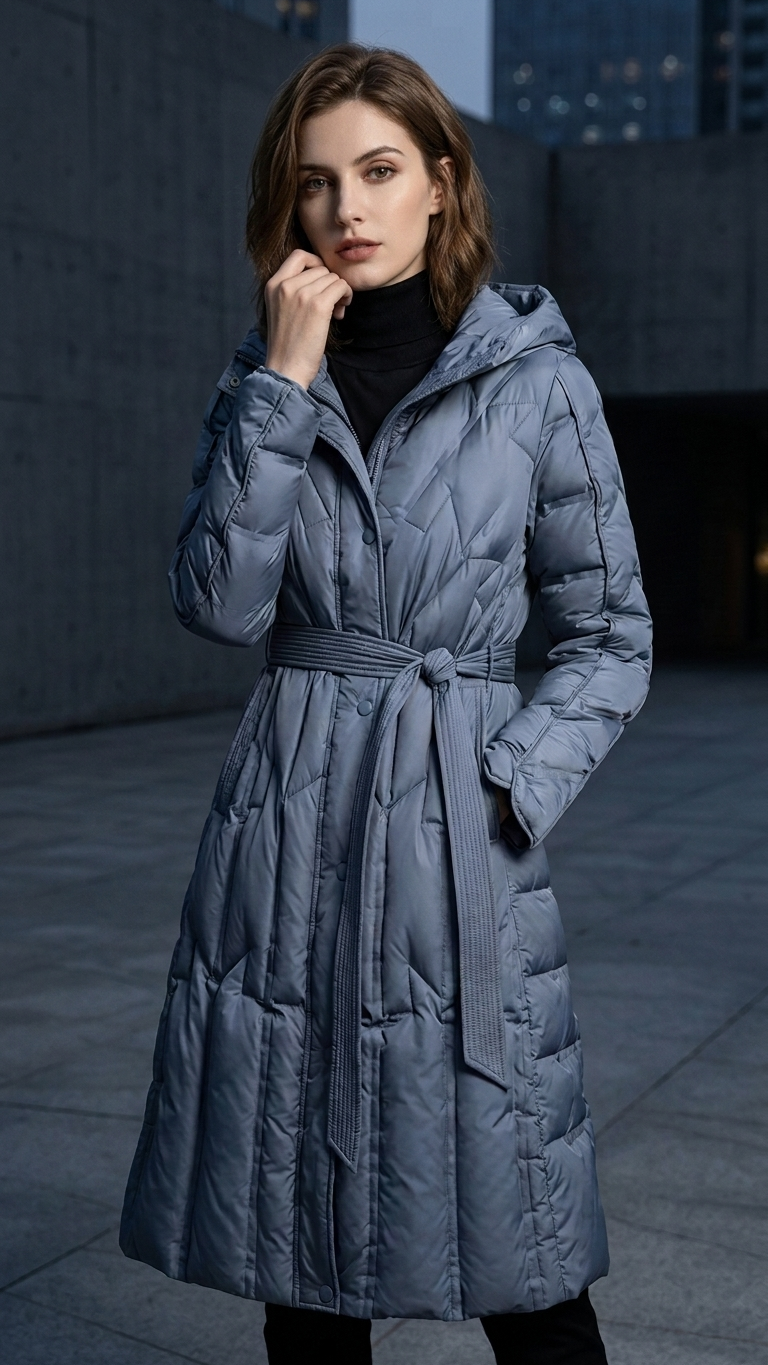 Structured Belted Longline Puffer Coat