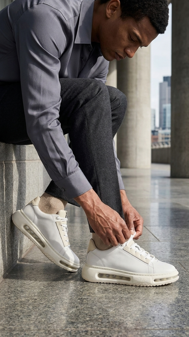 Elevated Leather Trainer — Sculpted Air-Sole White Sneaker