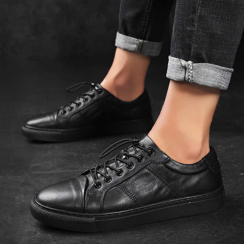 Men's Genuine Leather Minimalist Shoes– Low-Top Cowhide Trainers