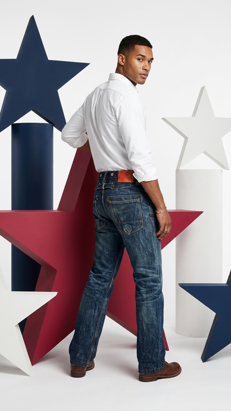 Raw Selvedge Straight-Leg Denim — Mid-High Waist Retro Cut