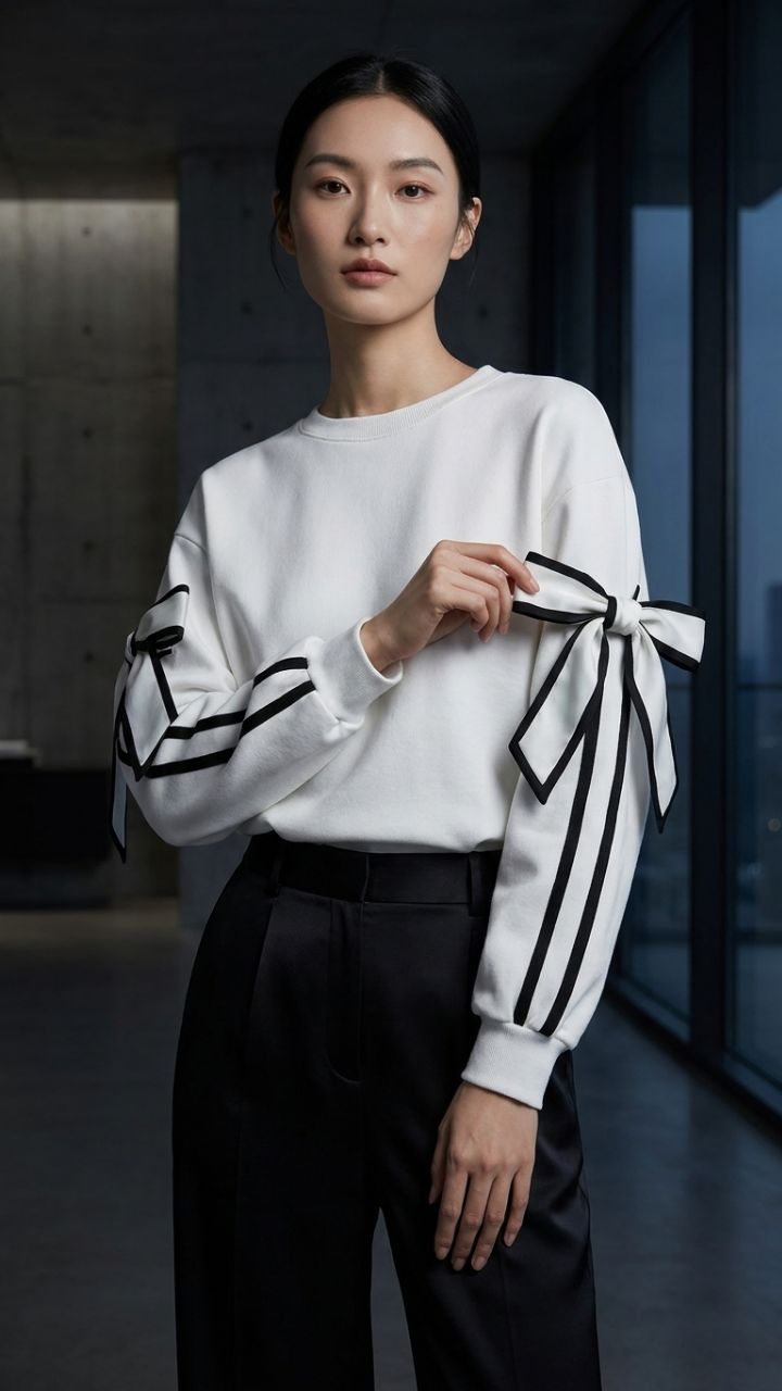 Bow Detail Slim Fit Sweatshirt — VYROXE Elevated Essentials