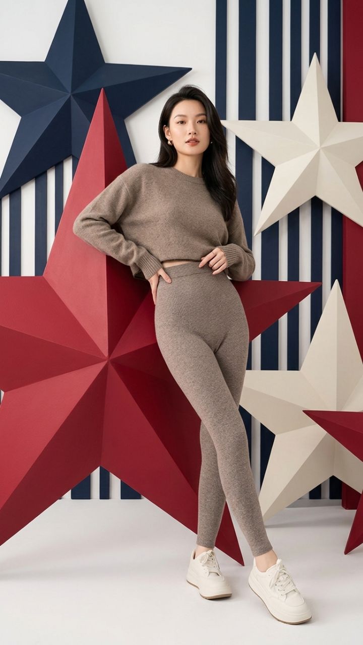 Wool Knit High-Waist Leggings — Women's Seamless Warm-Keeping Pants