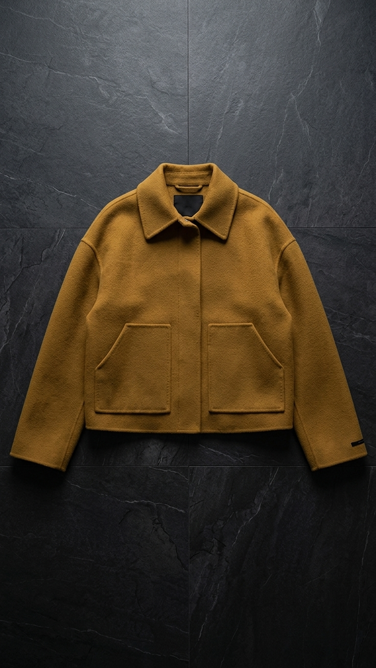 Cream Double-Faced Wool Boxy Short Jacket