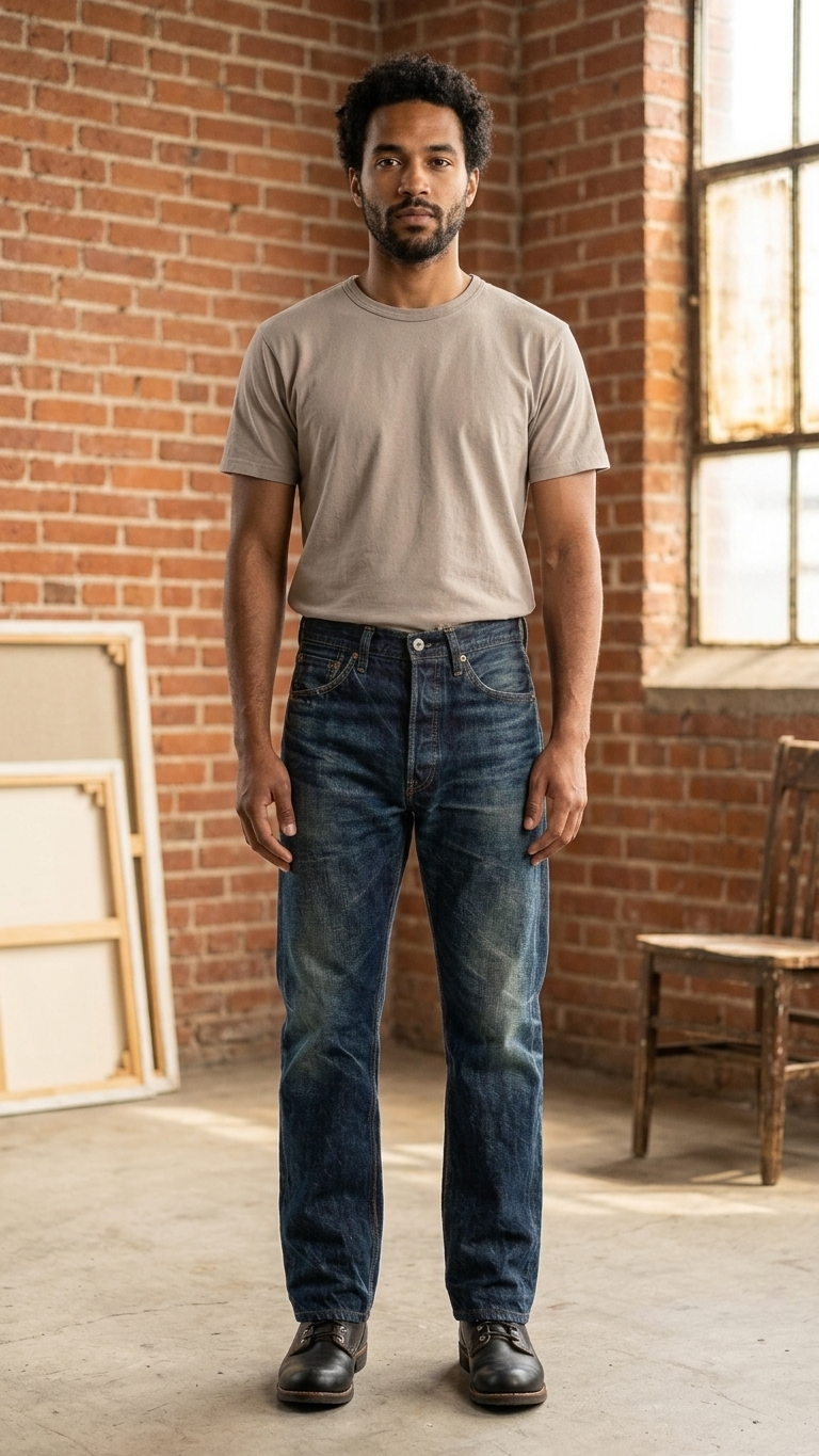 Raw Selvedge Straight-Leg Denim — Mid-High Waist Retro Cut