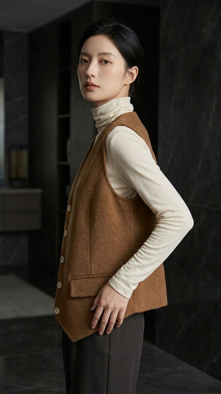Alpaca Fleece Longline Button-Front Gilet