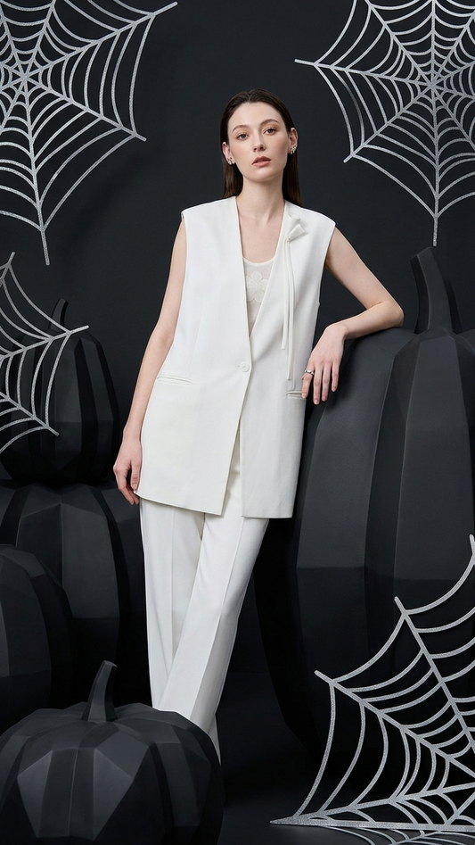 Structured Shoulder-Padded Waistcoat Tops