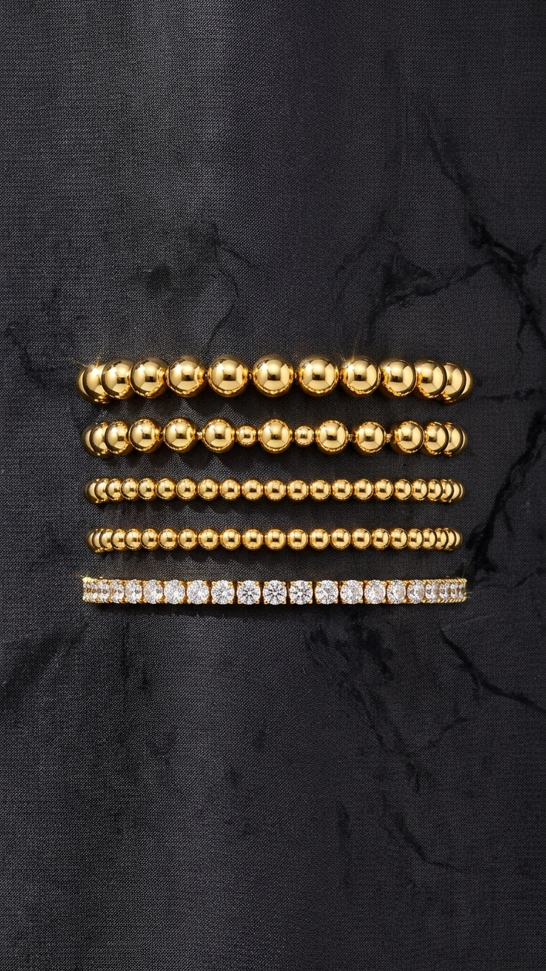 Moissanite Tennis Bracelet Stacking Set — 18K Gold Vermeil, 5-Piece
