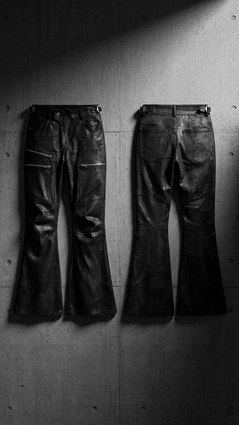 Distressed Wide-Leg Denim with Zip Hardware Detail – Structured Black Jeans