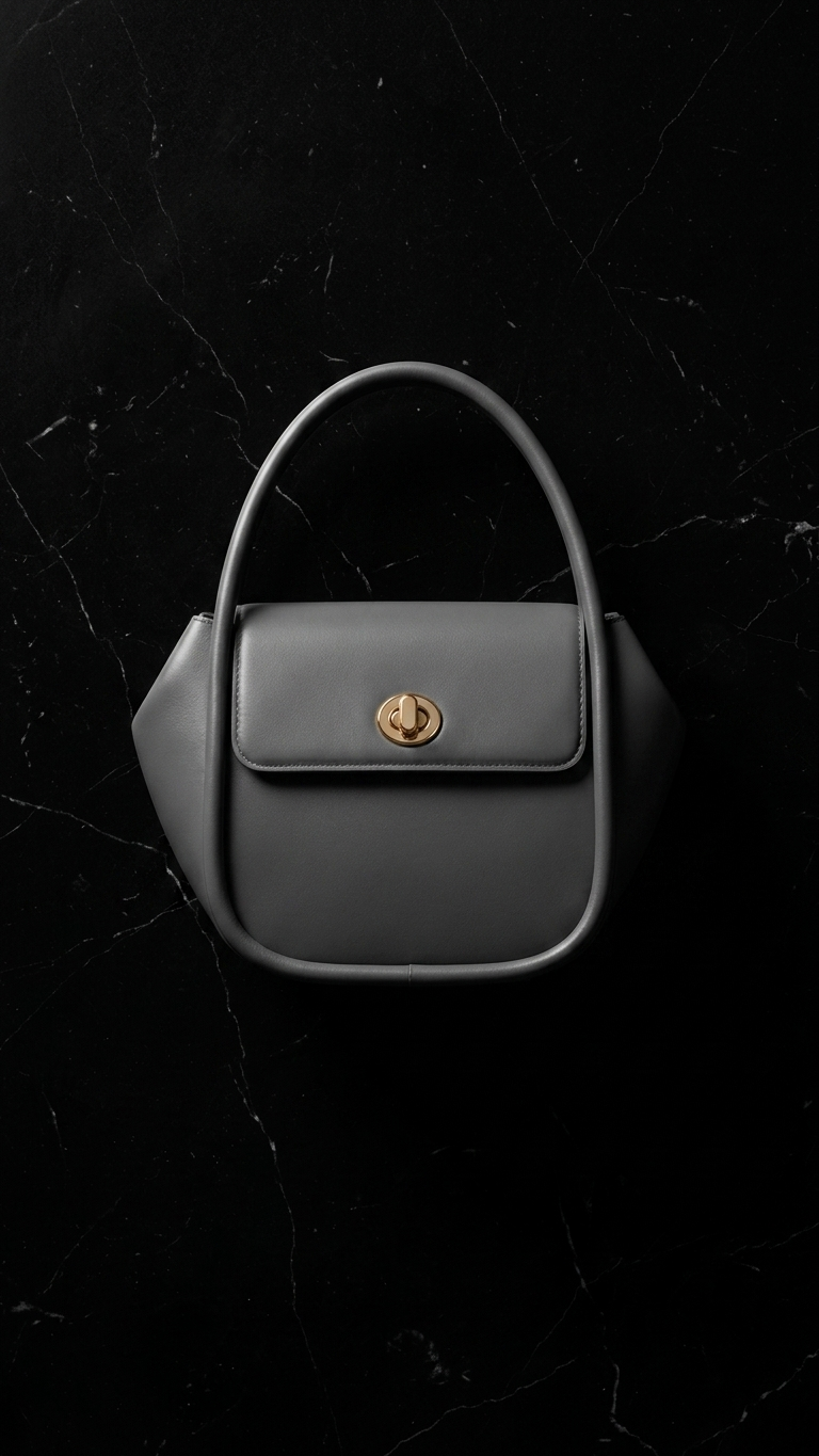 Structured Leather Top-Handle Crossbody Bag — Wing Silhouette