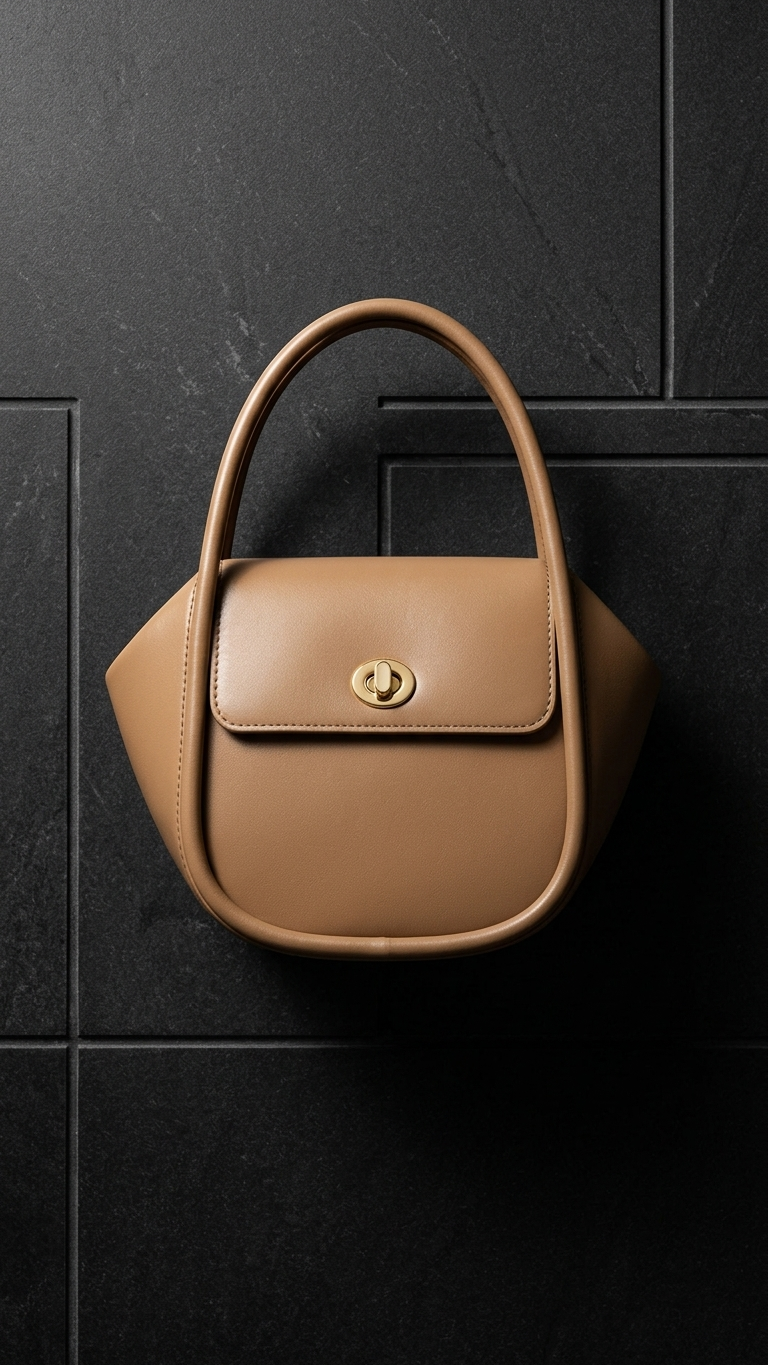 Structured Leather Top-Handle Crossbody Bag — Wing Silhouette